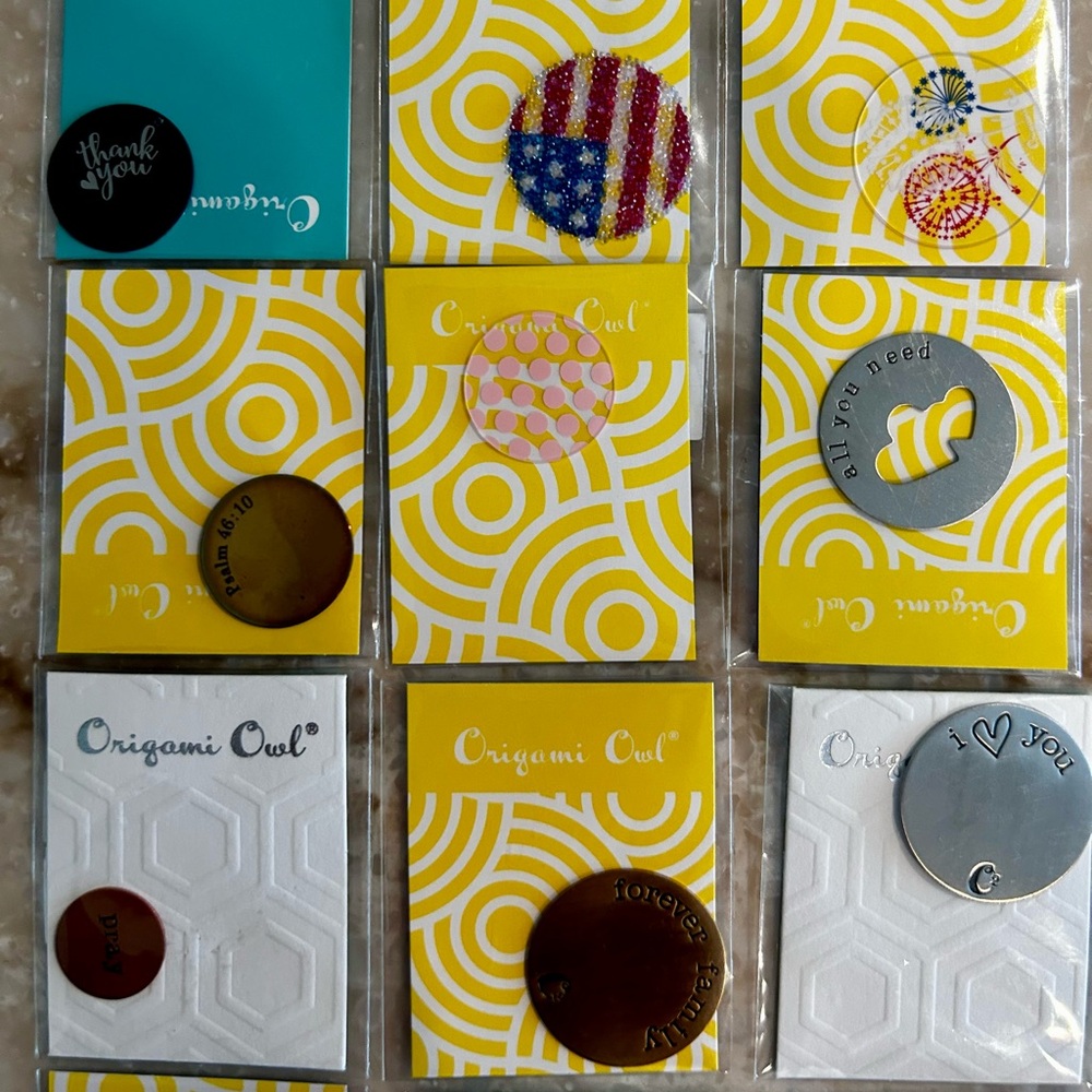 LOT origami owl faces, plates and discs